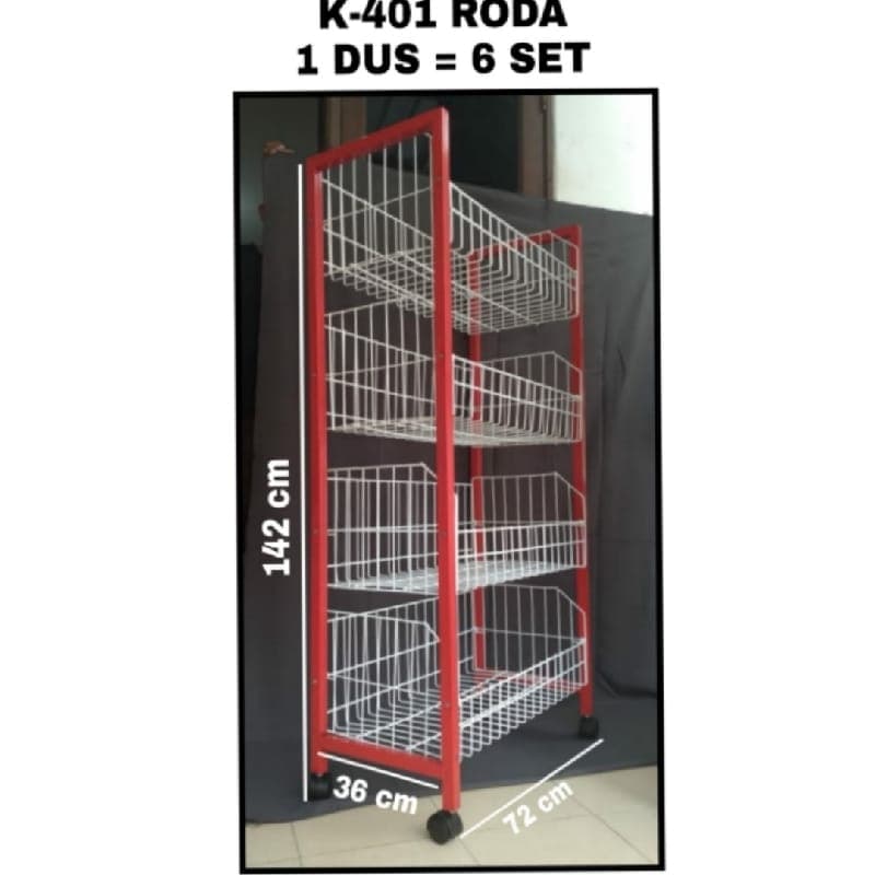 RAK CHIKI KOTAK RODA MERAH K-401