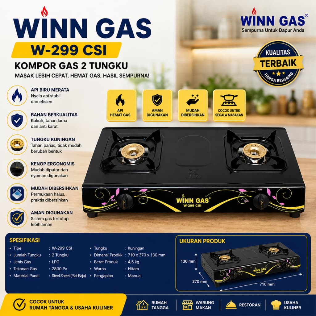 KOMPOR 2 TUNGKU WINN GAS W-299