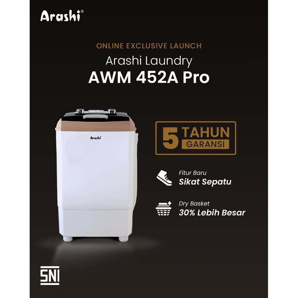 MESIN CUCI PORTABLE ARASHI AWM 452 PRO