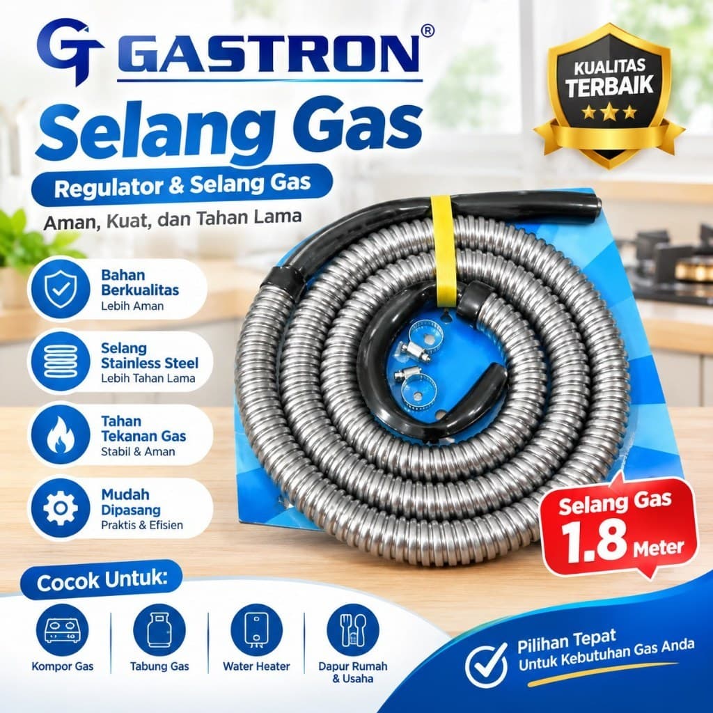 SELANG SPIRAL GASTRON 1,8 METER (TANPA REGULATOR_ - TANPA BUBBLE