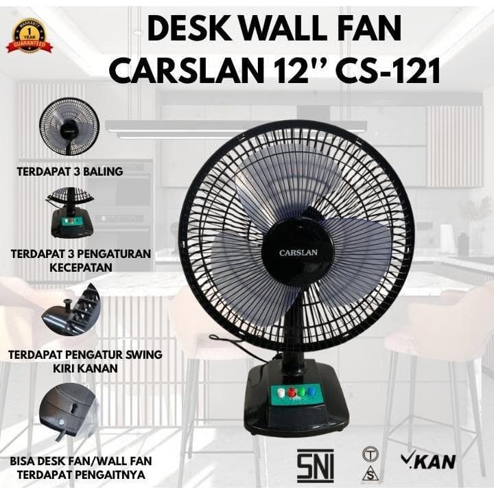 DESK WALL FAN CARSLAN 12INCH CS-1211 2IN1 ANGIN KENCANG