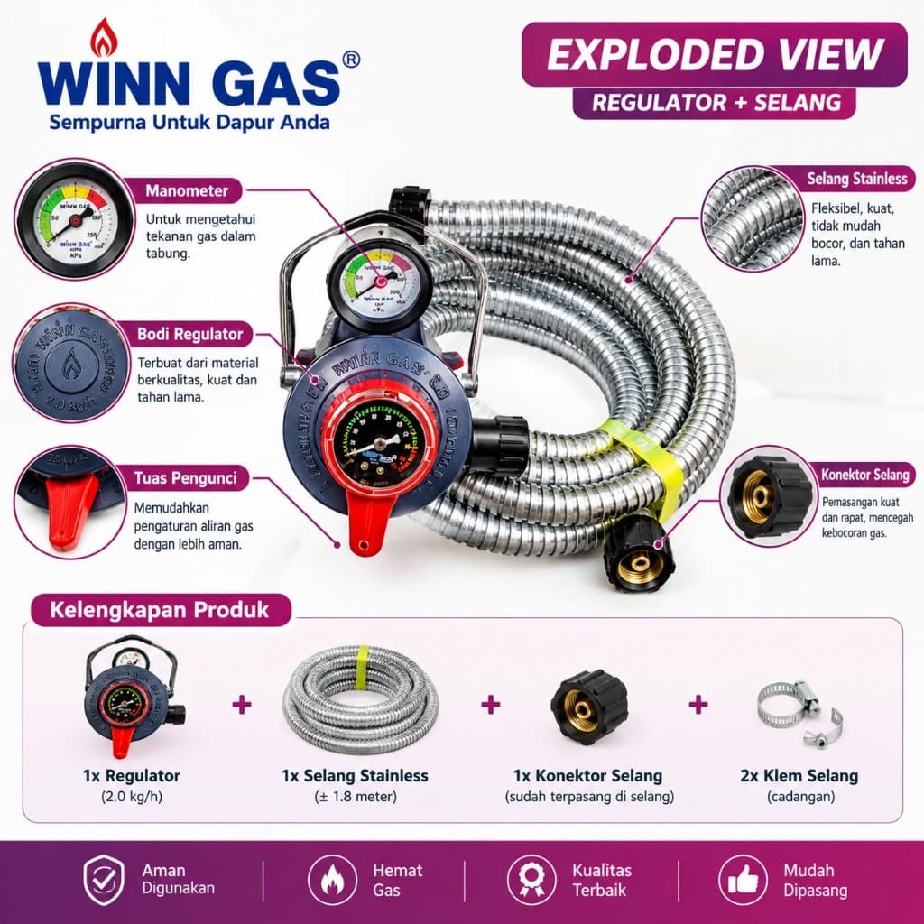 REGULATOR+SELANG WINN W-900 METER