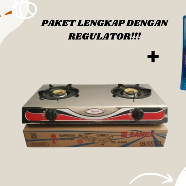 KOMPOR SANEX K-608S 2 TUNGKU TANPA BUBBLE